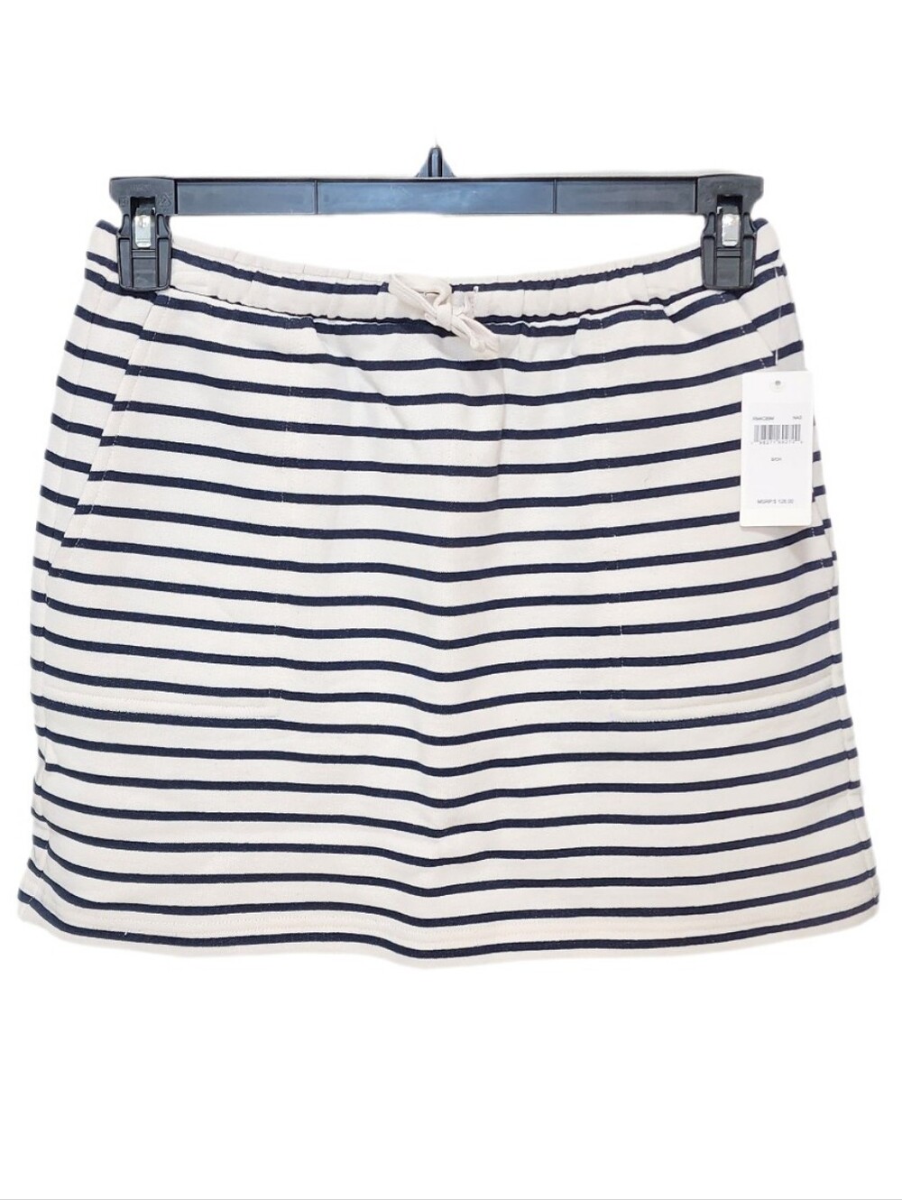 Splendid Women's Navy and White Royal Striped Drawnstring Knit Mini Skirt Size S